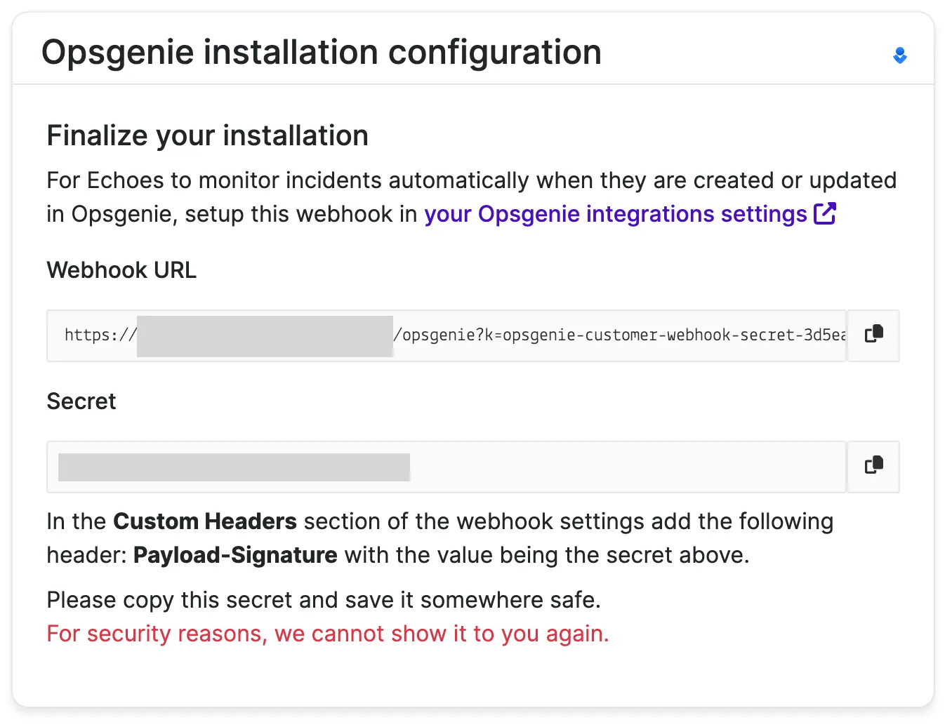 Webhook configuration