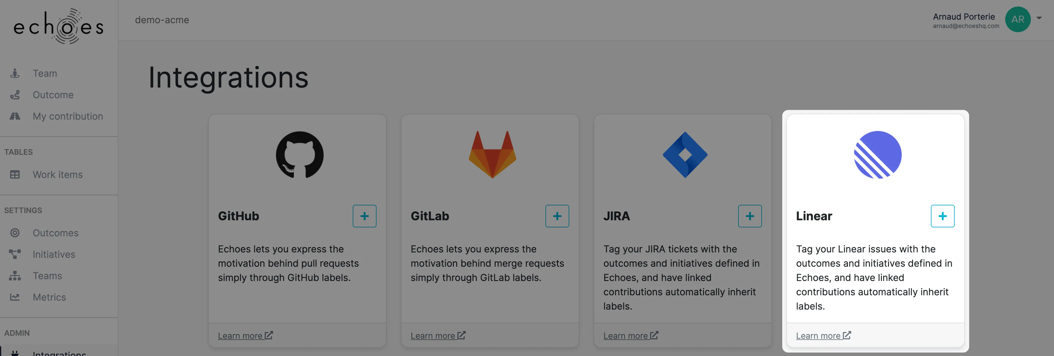 Echoes integrations