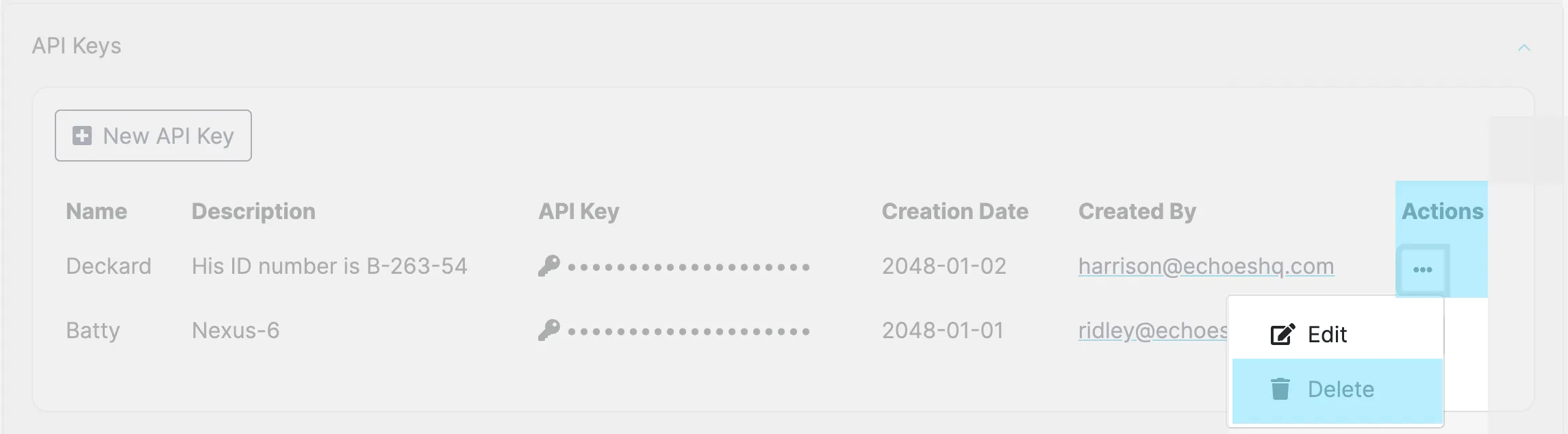 Delete API Keys
