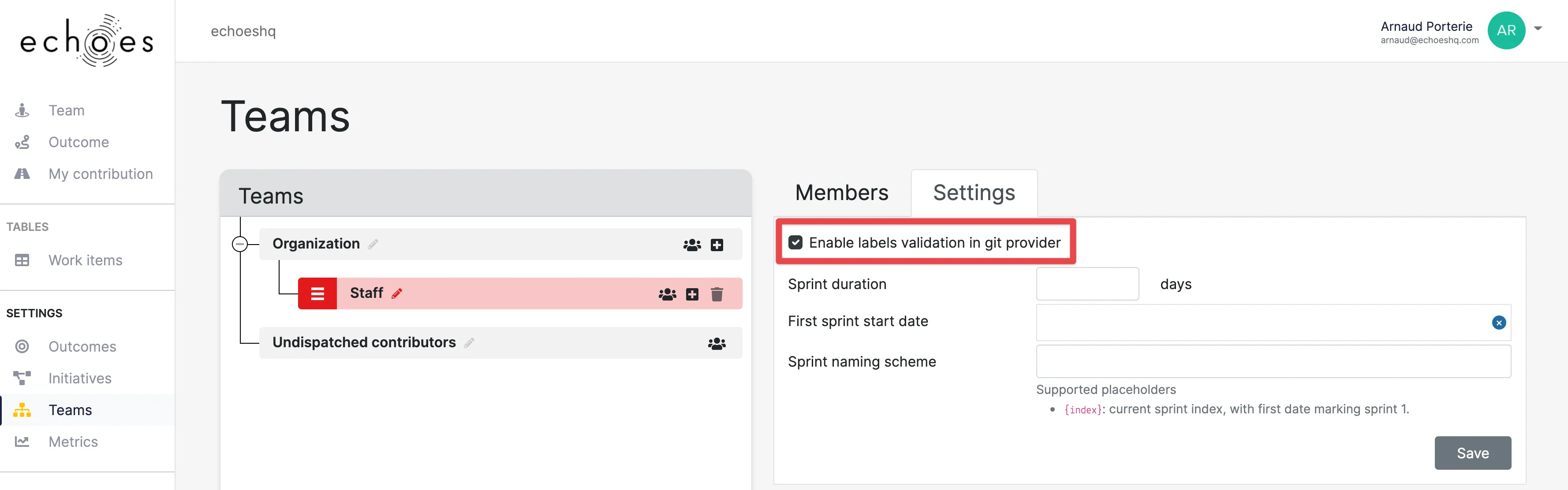 Per-team labels validation Per-team labels validation