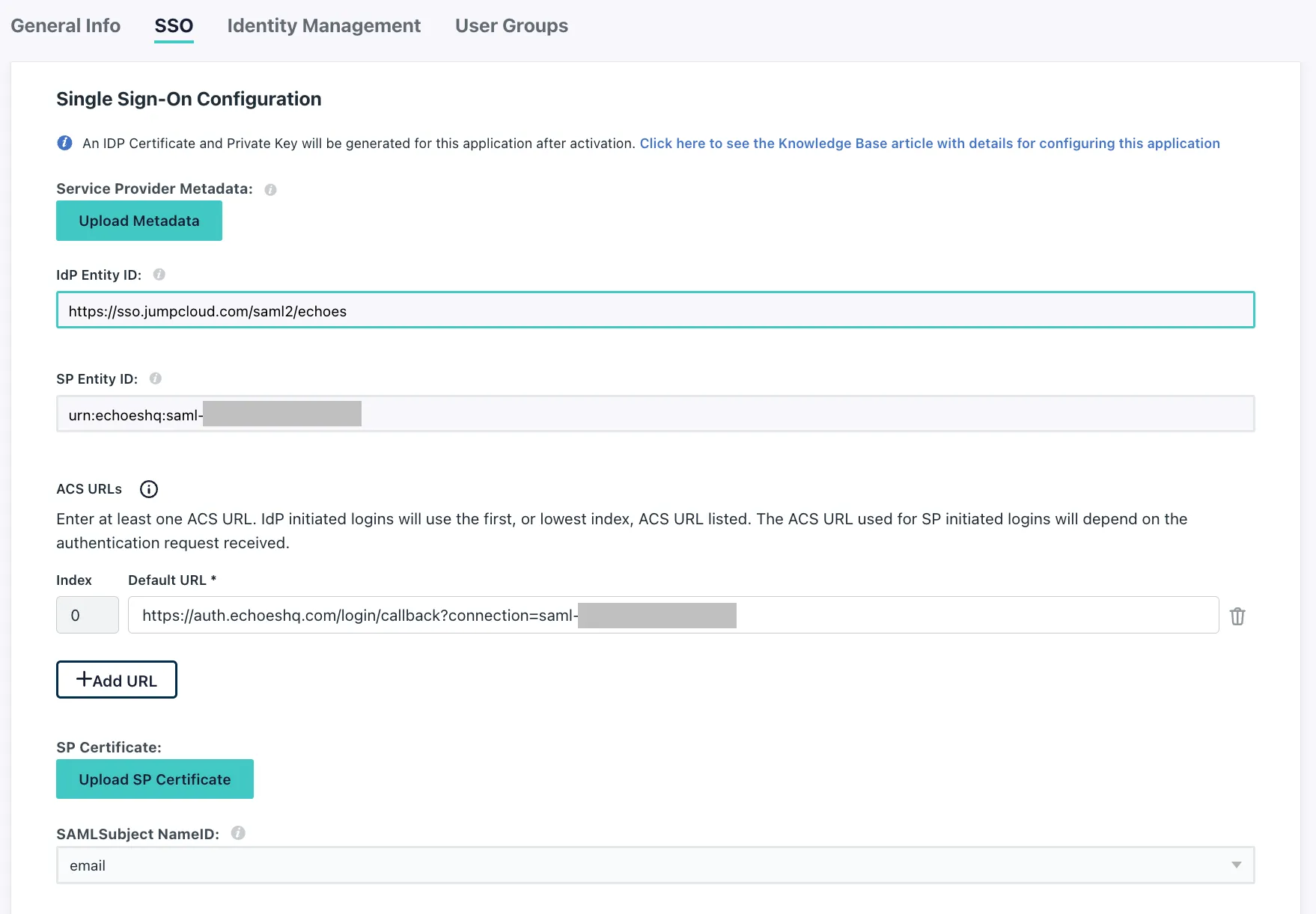 SAML configuration SAML configuration