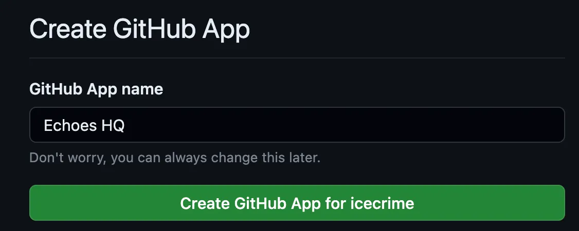 GitHub App creation flow