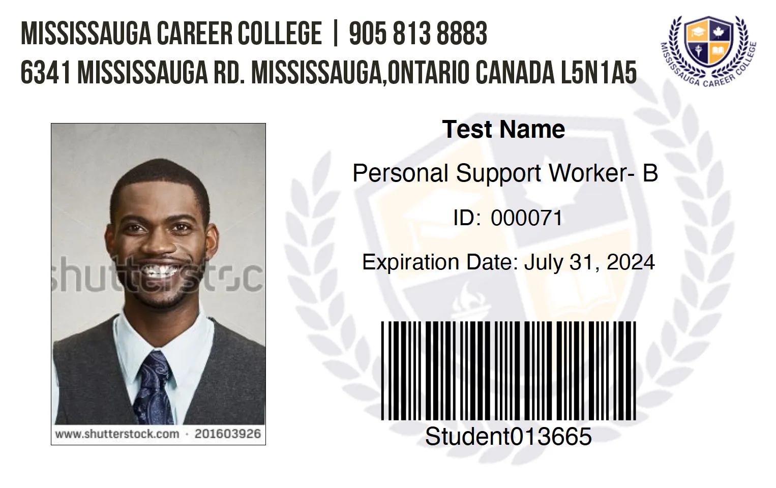 Example ID Card Using PDF Template