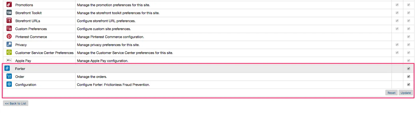 forter permissions