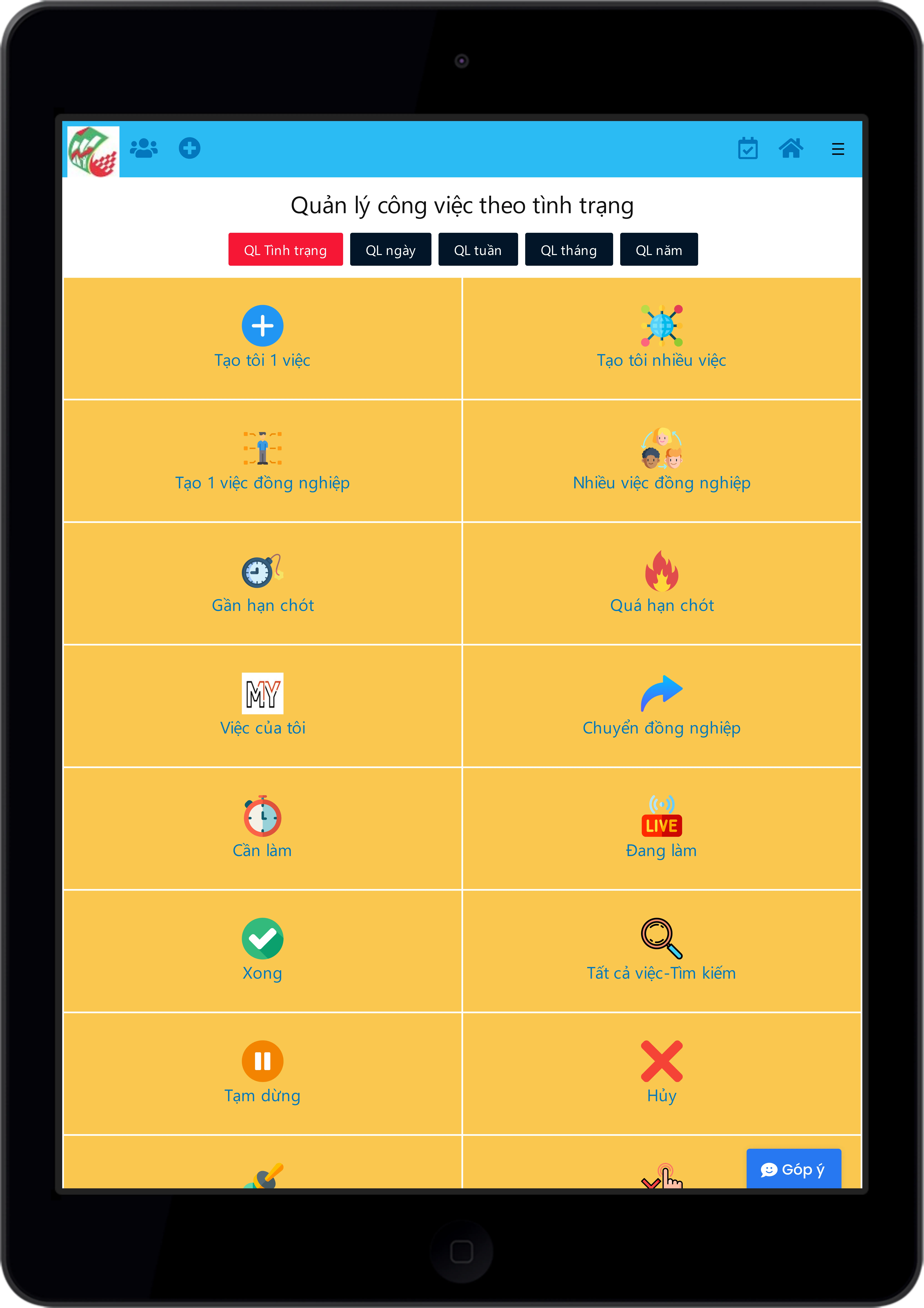 Click vào các icon sẽ ra từng bảng Click vào các icon sẽ ra từng bảng