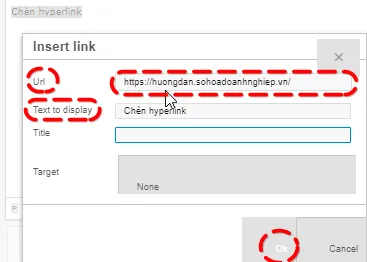 Dán URL và tên muốn hiển thị - Bấm OK