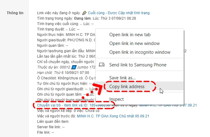 Copy link và gởi cho người khác