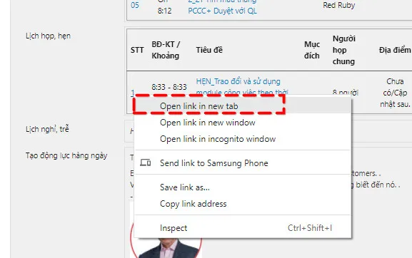 Chọn open link in new tab