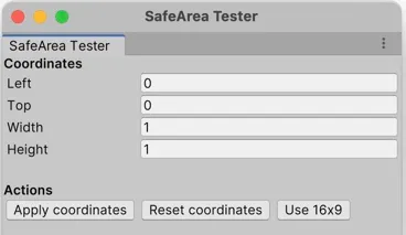 SafeArea Tester unity editor window