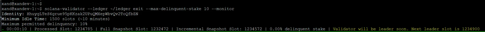 Exit is holding for upcoming leader slot Exit is holding for upcoming leader slot