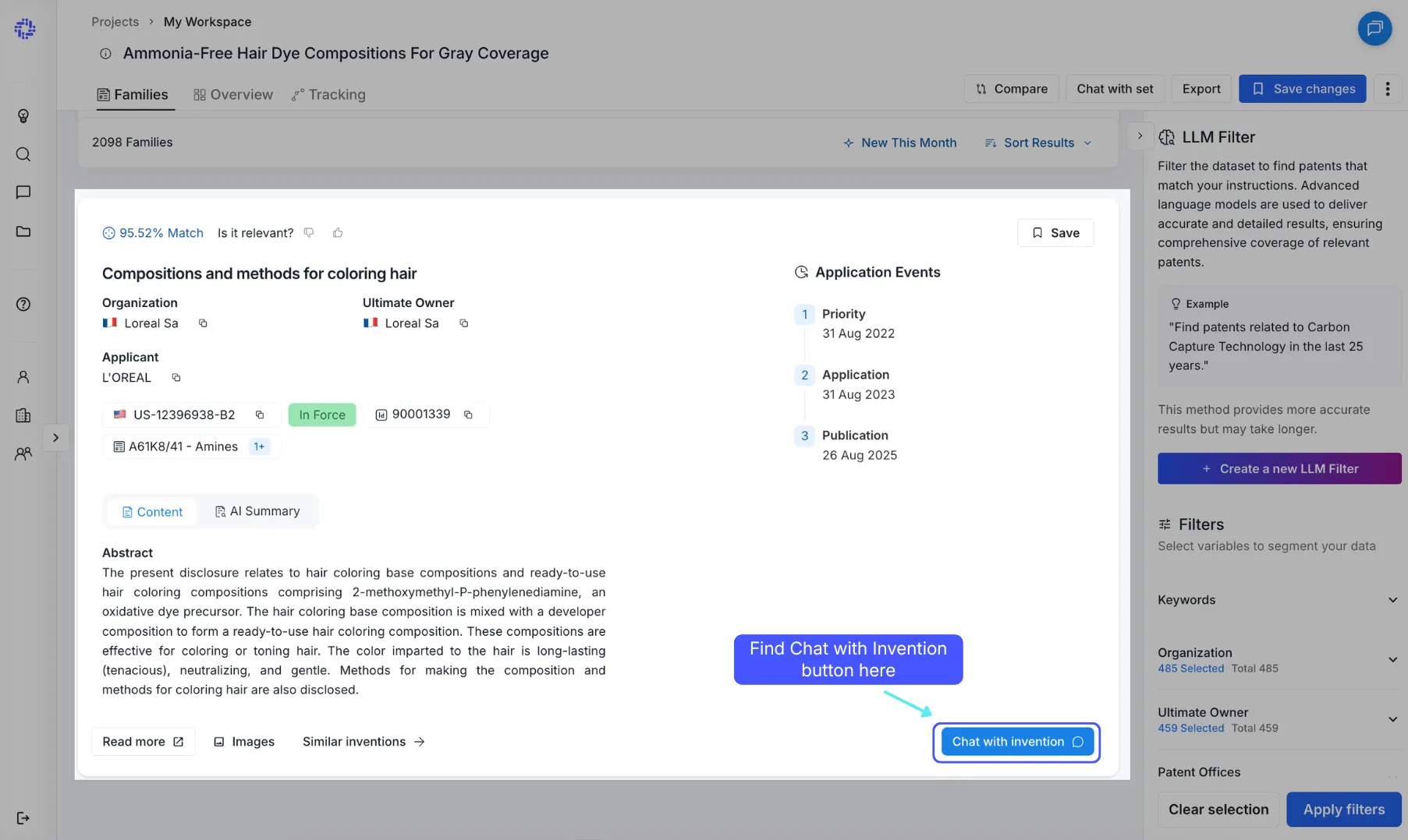 Chat with Invention button