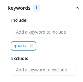 Keywords filter Keywords filter