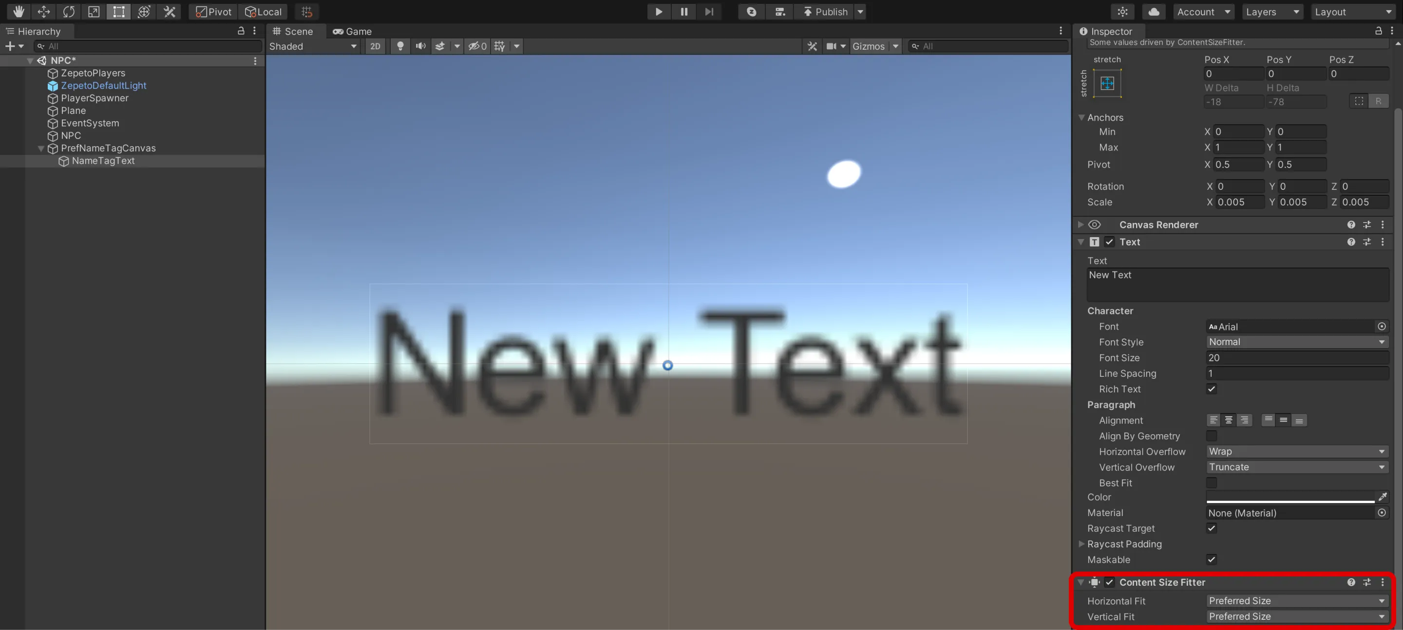 Example of Text Settings