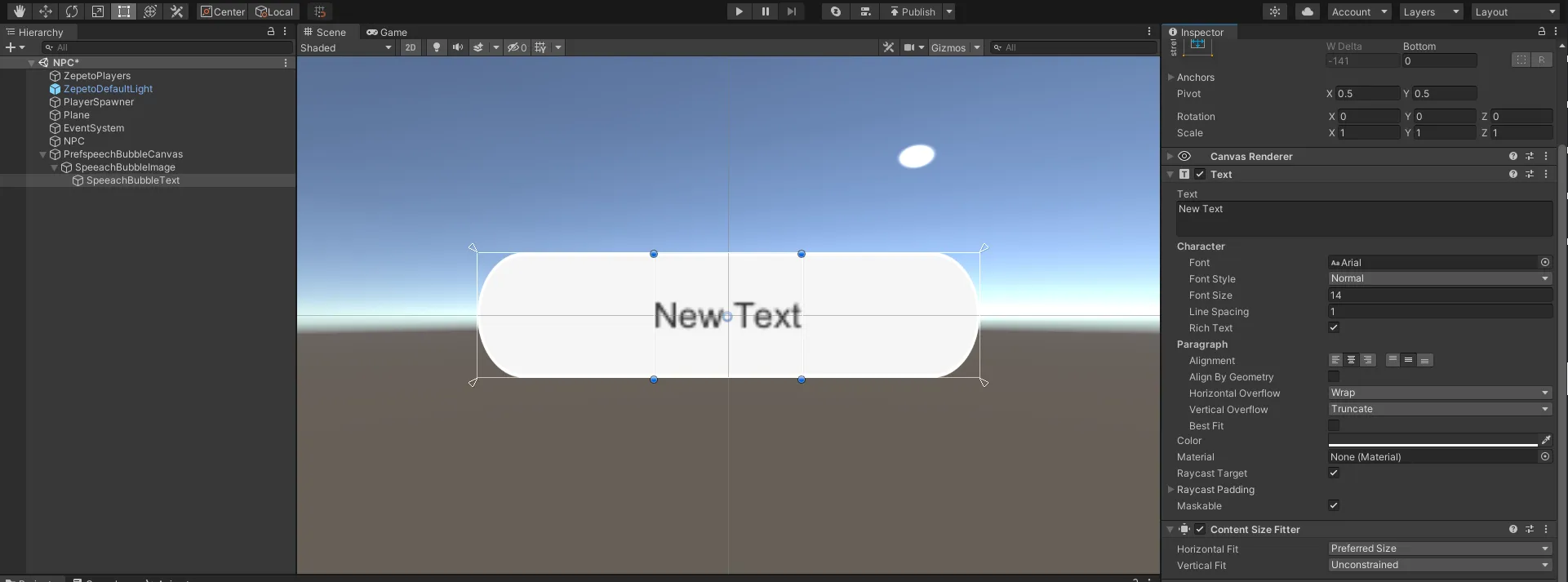 Example of Text Settings