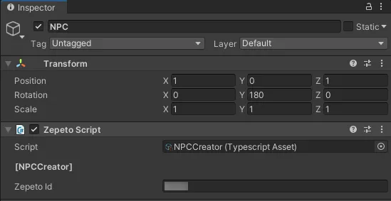 Example Script Setting Screen