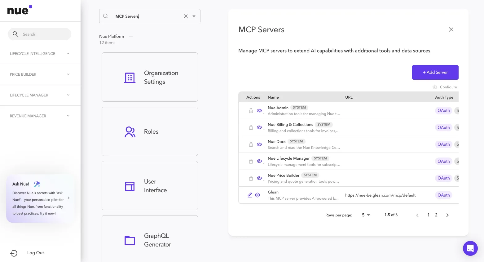 The MCP Servers settings page, with the Tool Visibility action on each server row