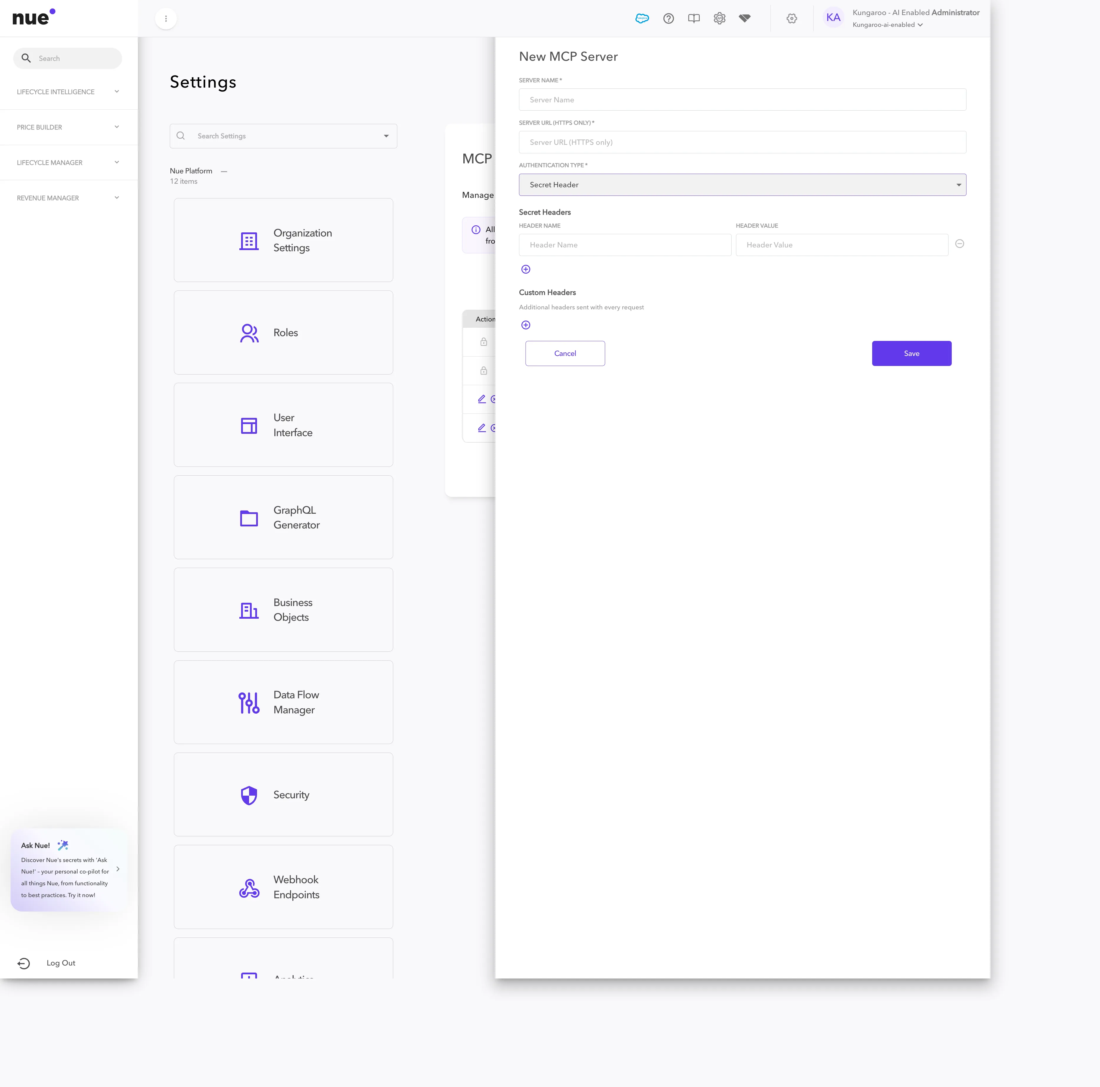 Secret Header auth — Header Name / Header Value pair