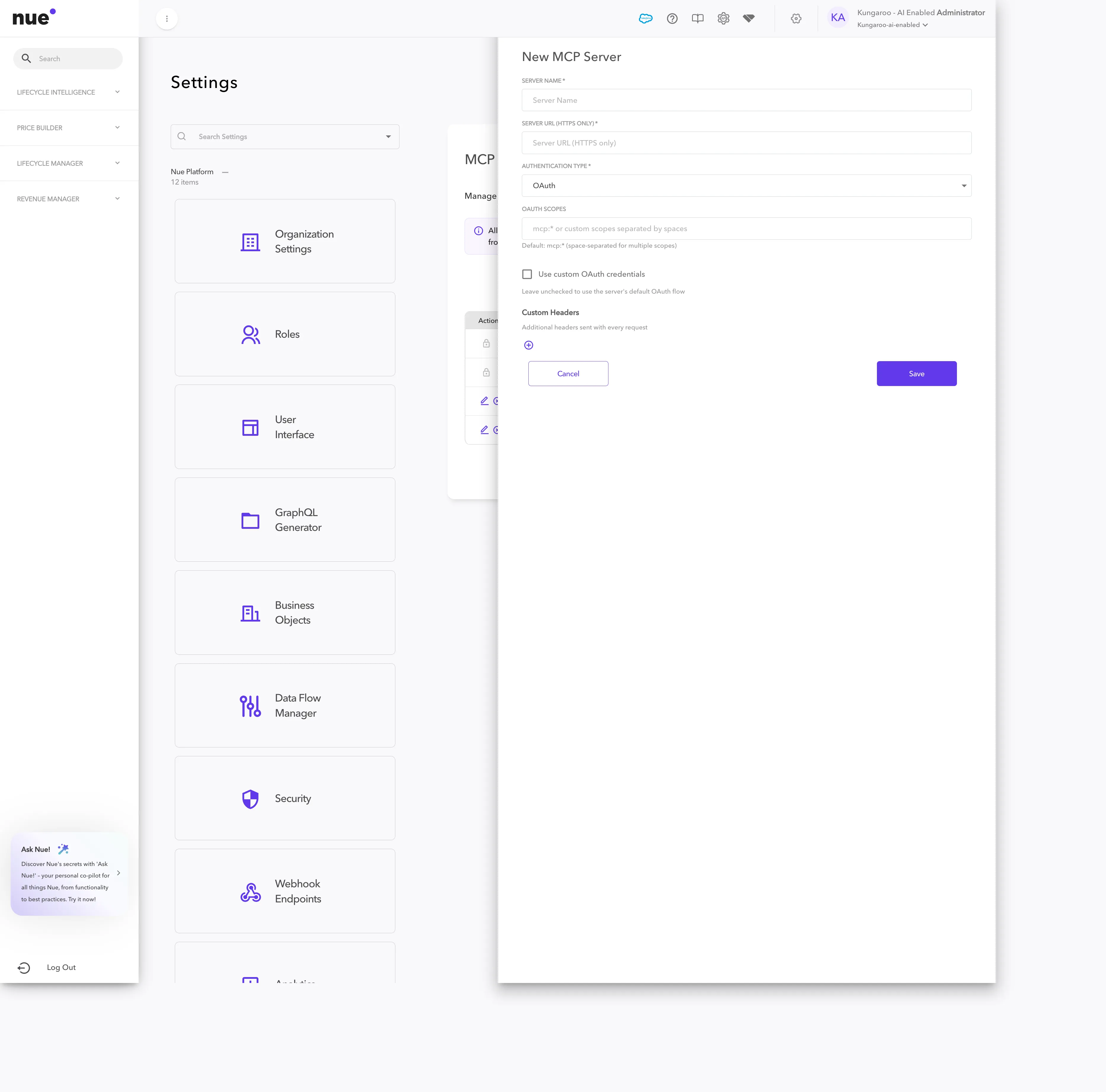 New MCP Server — empty form
