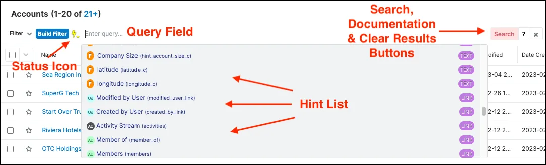 QuickQuery User Interface Overview