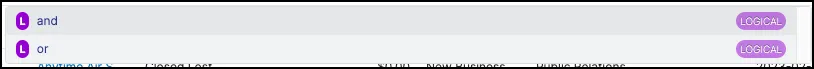 The selected item represents the AND logical operator