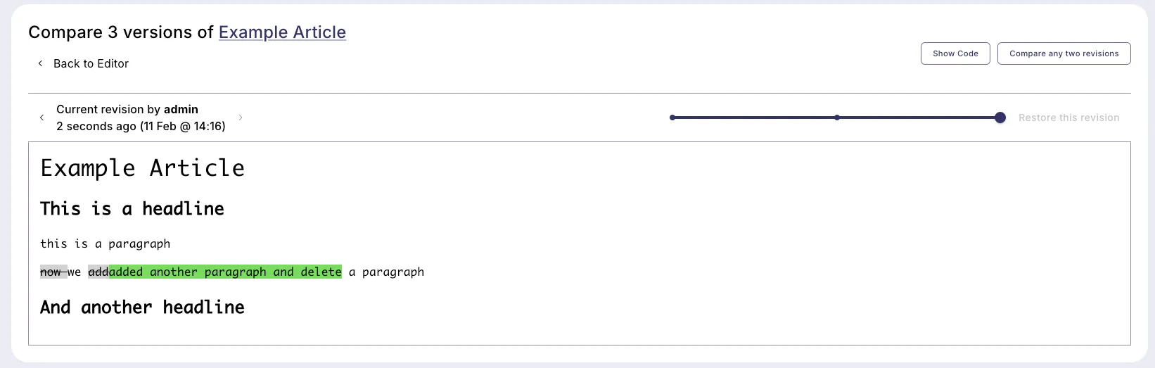Richtext Revision View