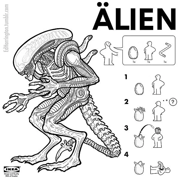 Alien assembly instructions, IKEA style, by Ed Harrington Alien assembly instructions, IKEA style, by Ed Harrington