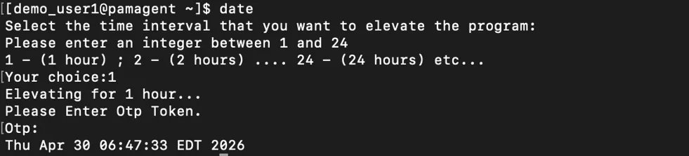 OTP Elevation for Date command