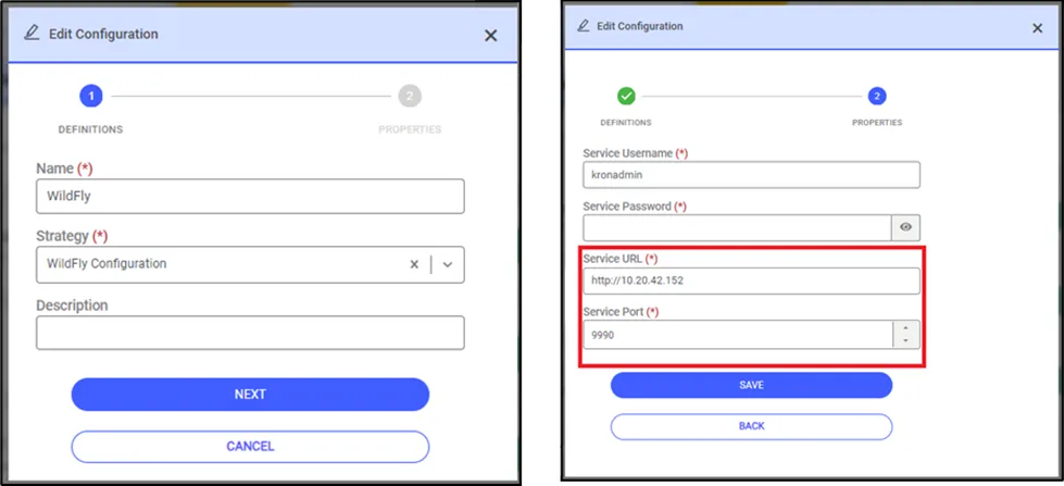 Application Configuration Definition Screen