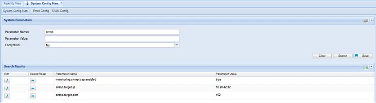 SNMP Configuration Parameters in the System Config Man.