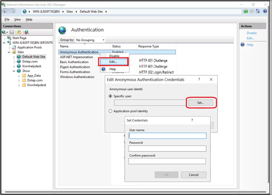 IIS Anonymous Authentication - Usuario específico