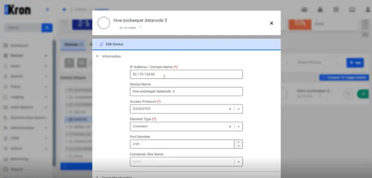 Device Addition Screen with Hive Details