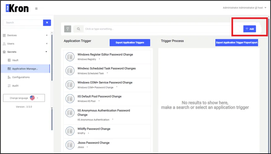 Application Management - Application Trigger Definition Screen