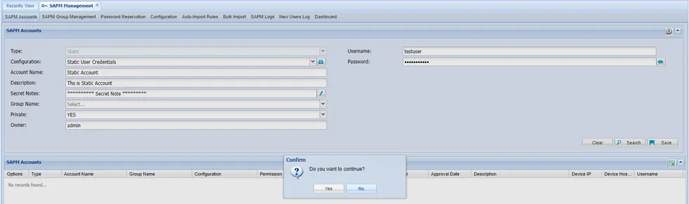 Adding Static Configured Static Accounts