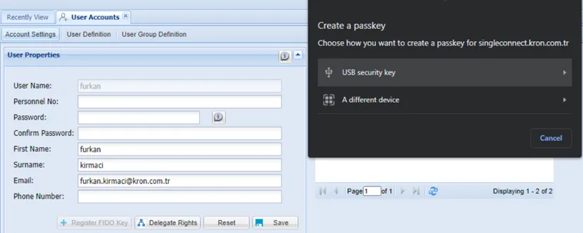 Register FIDO Key