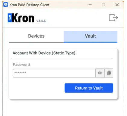 Check out the password related to the Account with Device (Static Type) 