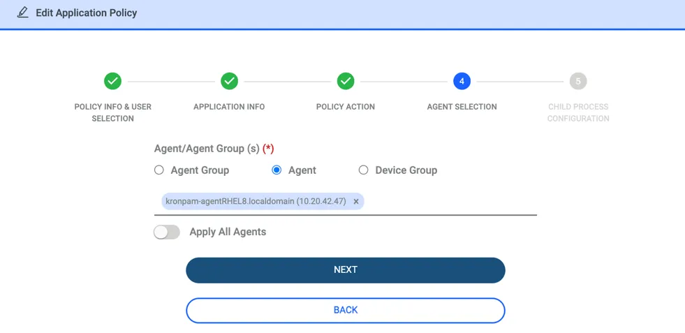 Choosing Endpoints to apply the Advance Policy