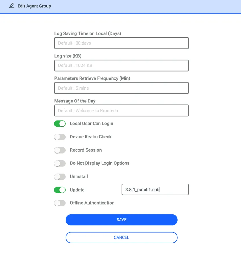 Remote update of Agent