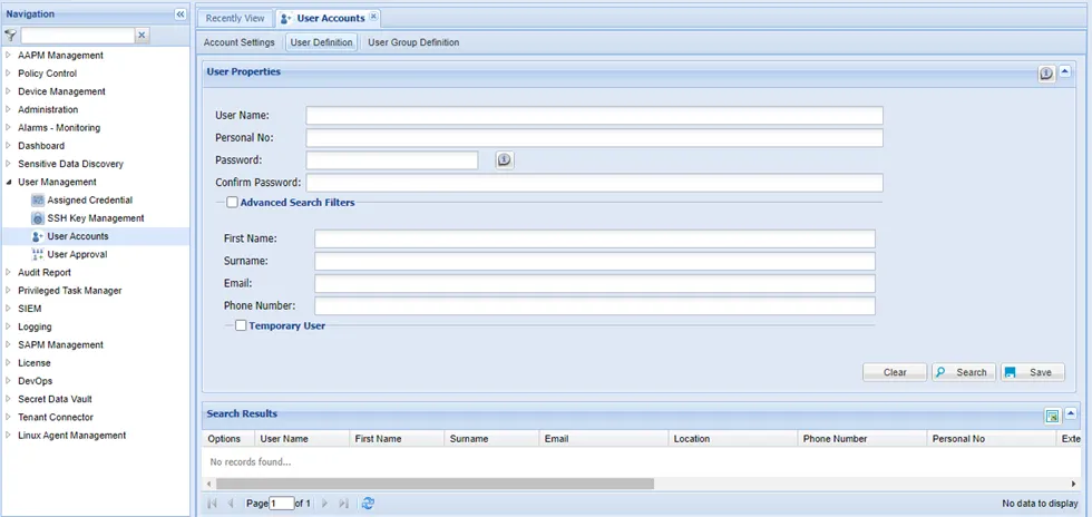 Figure- Main Pane with search function