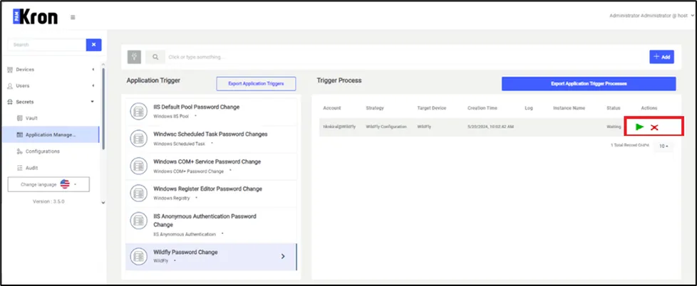 Application Configuration – Application Trigger Definition Screen