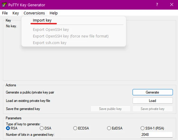 Importing Private Key Importing Private Key