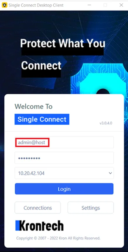 Log in to Single Connect with Desktop Client Log in to Single Connect with Desktop Client