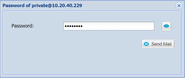 Pop-up showing password Pop-up showing password