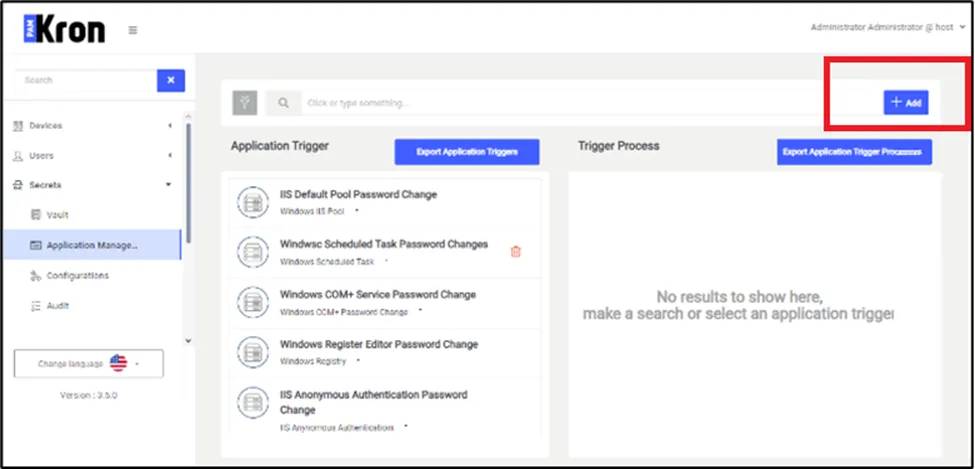 Application Management – Application Trigger Definition Screen Application Management – Application Trigger Definition Screen