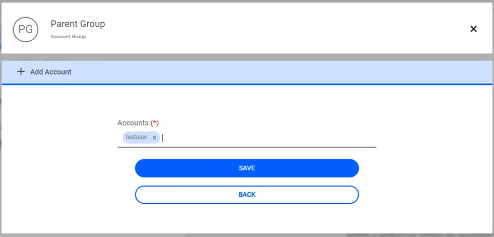 Add an account to the Account group.