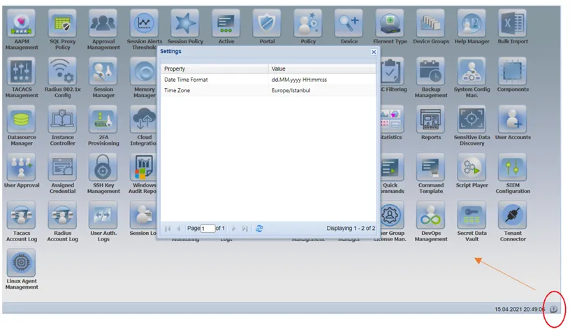 Current time/date format of the system