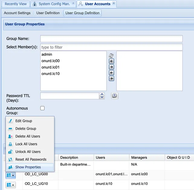 User Group Properties
