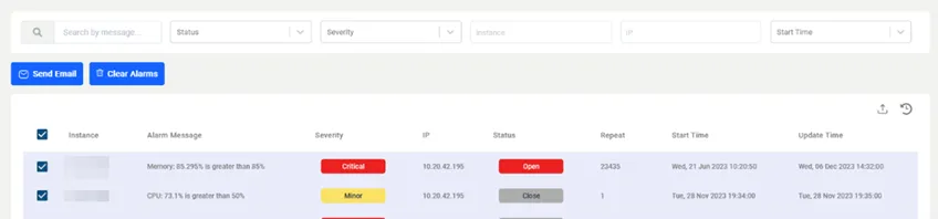 Bulk Operations in the Alarms Screen Bulk Operations in the Alarms Screen