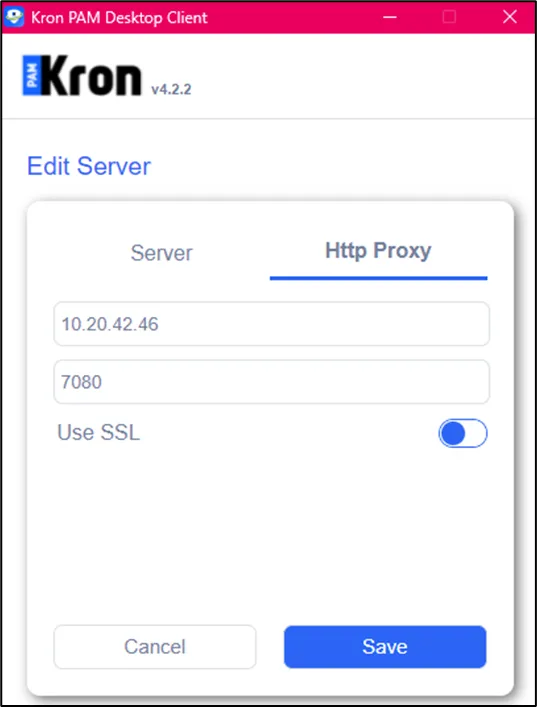 Kron PAM Desktop Client Connection Interface Kron PAM Desktop Client Connection Interface