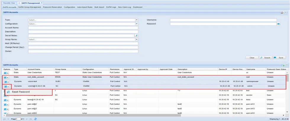 Multiple Selection and Reset under SAPM Accounts Multiple Selection and Reset under SAPM Accounts