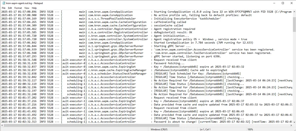 AAPM Agent Windows Environment Logs